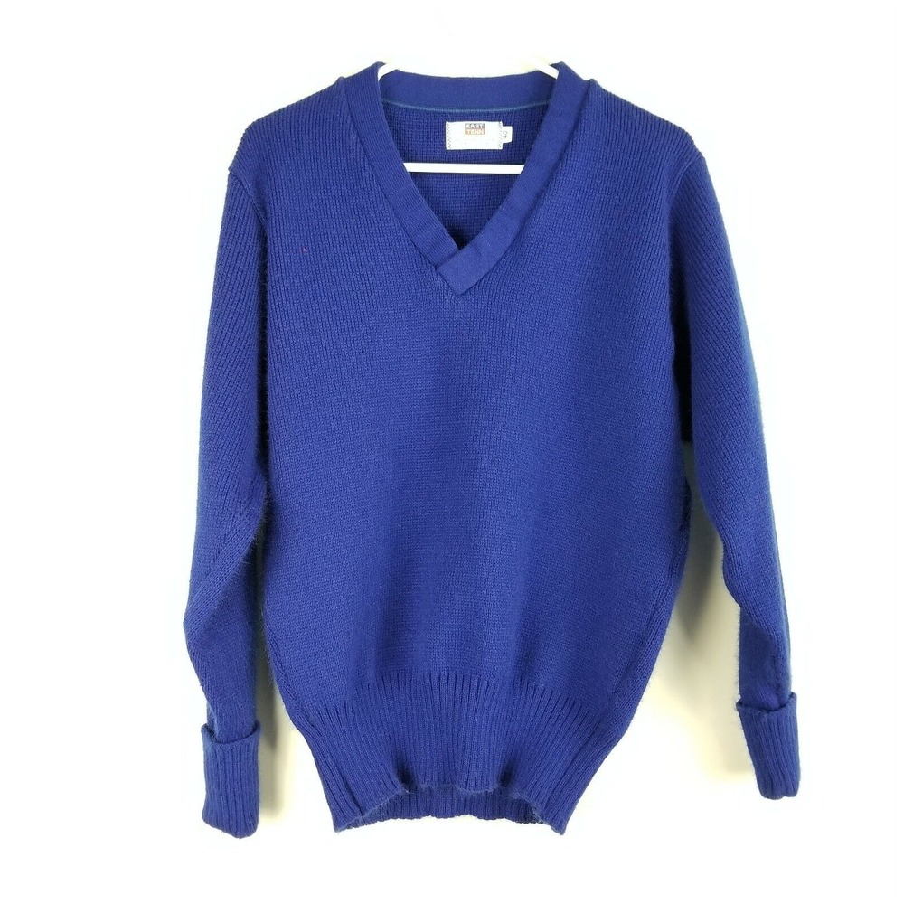 Vintage East Tenn Sweater Size 40 Acrylic‎ Royal Blue Long Sleeve Pull Over